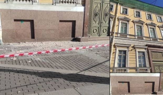 В Петербурге череда фасадопадов пополнилась обрушением облицовки бывшего доходного дома в самом центре города